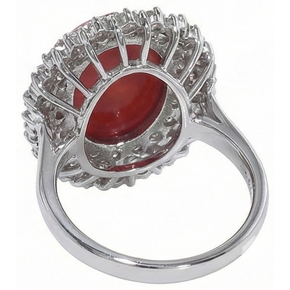 Red Coral Halo Cocktail Ring