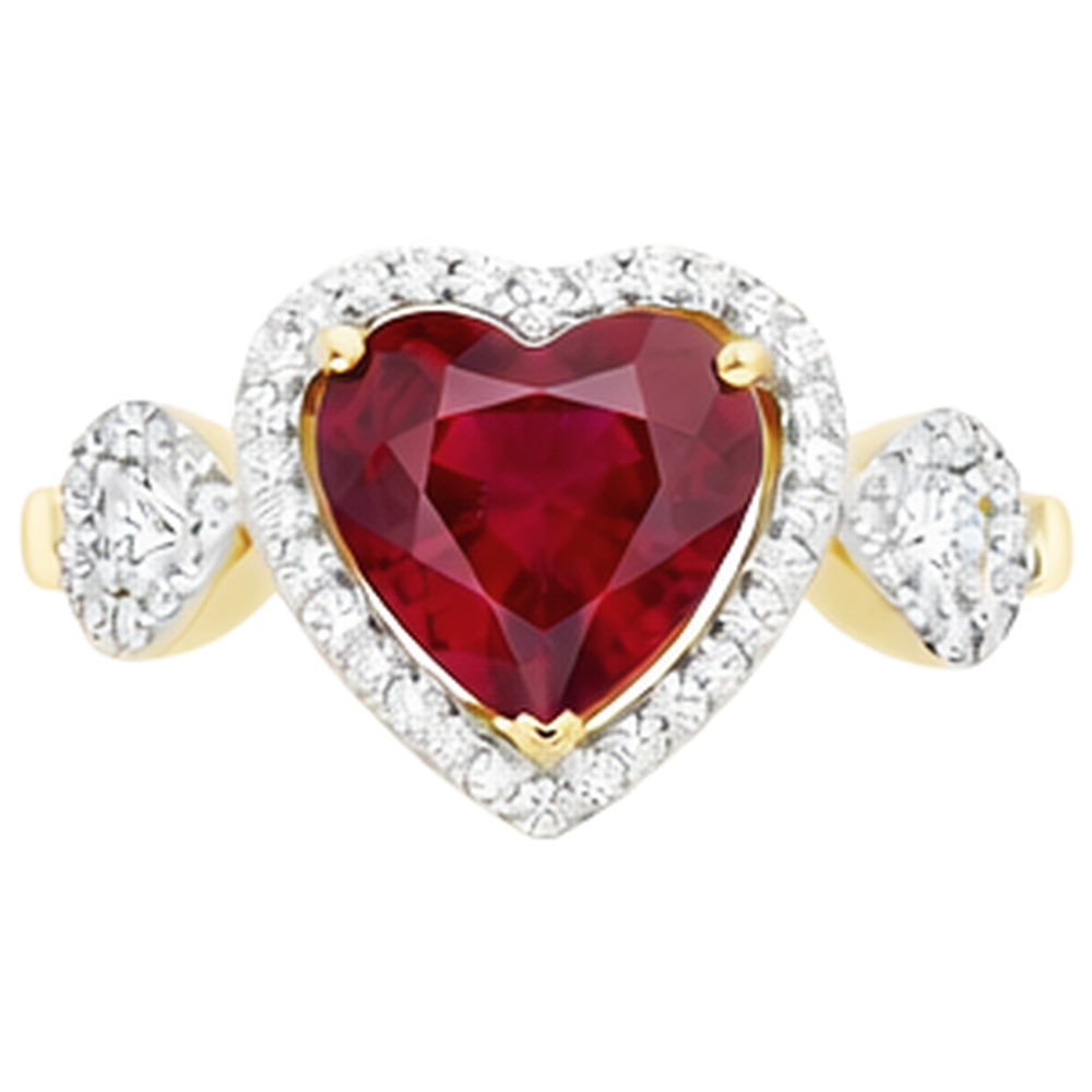 Red Heart Cut Ruby IGI CERTIFIED Diamond Ring 6.65 Ct Jewelry Yellow Gold