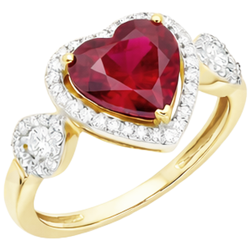 Red Heart Cut Ruby IGI CERTIFIED Diamond Ring 6.65 Ct Jewelry Yellow Gold