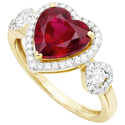 Red Heart Cut Ruby IGI CERTIFIED Diamond Ring 6.65 Ct Jewelry Yellow Gold