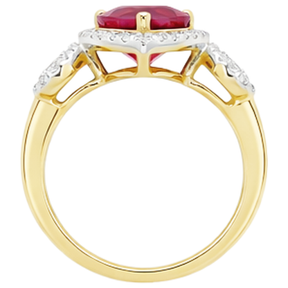 Red Heart Cut Ruby IGI CERTIFIED Diamond Ring 6.65 Ct Jewelry Yellow Gold