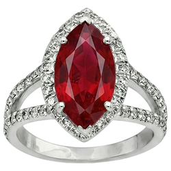 Red Marquise Cut Halo Ruby IGI CERTIFIED Diamond Ring White Gold 5.55 Ct