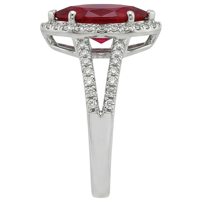 Red Marquise Cut Halo Ruby IGI CERTIFIED Diamond Ring White Gold 5.55 Ct