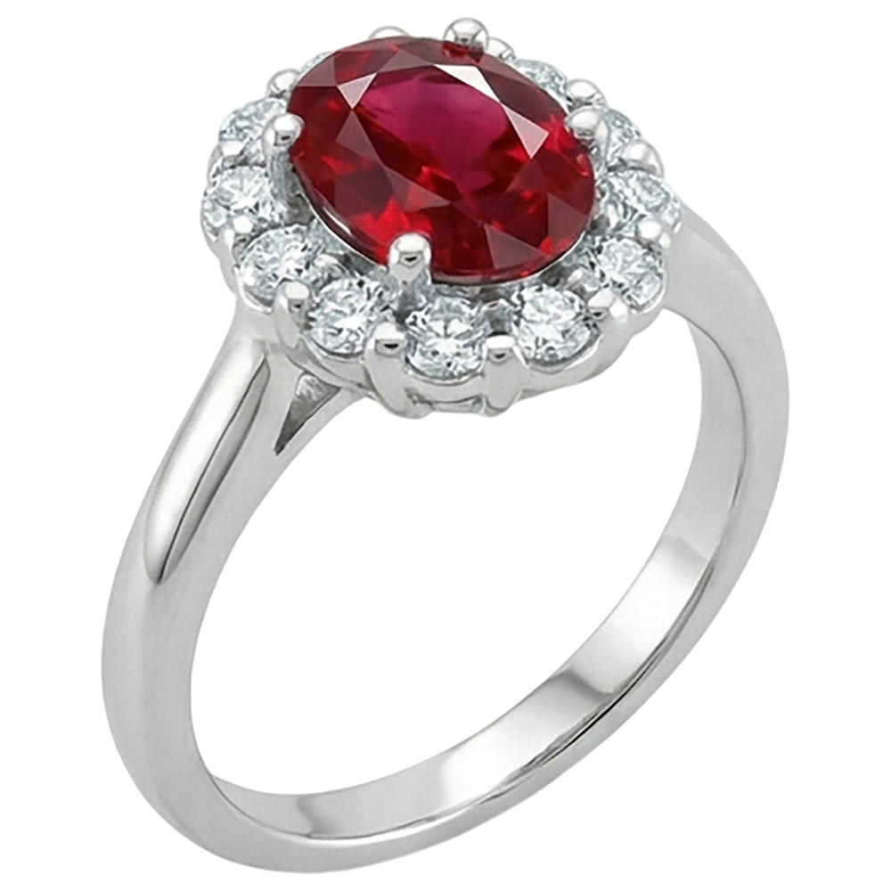 natural round ruby 5ct ring top view