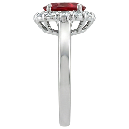 natural round ruby 5ct ring profile view