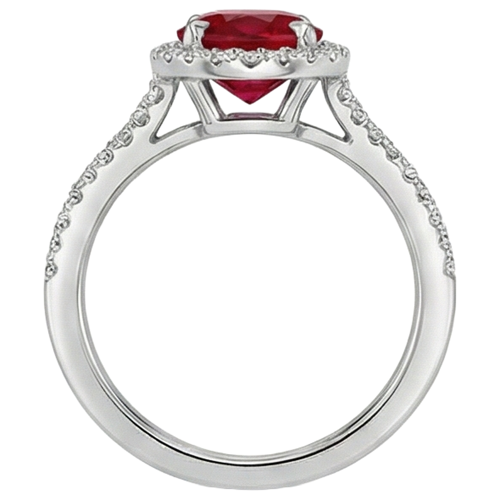 Red Oval Ruby Natural Earth Mined Diamond Wedding Ring White Gold 14K 3.30 Carats