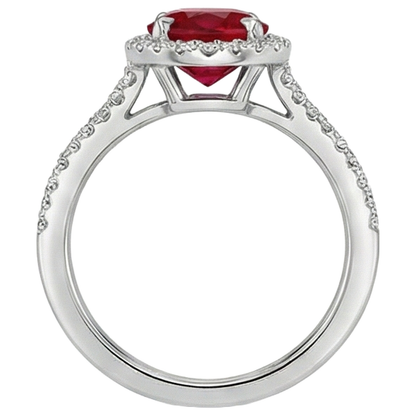 Red Oval Ruby Natural Earth Mined Diamond Wedding Ring White Gold 14K 3.30 Carats