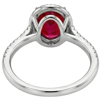 Red Oval Ruby Natural Earth Mined Diamond Wedding Ring White Gold 14K 3.30 Carats