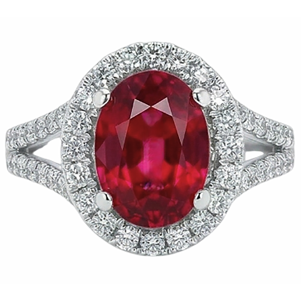 Red Oval Ruby IGI CERTIFIED With Accents Diamond Wedding Ring 6.75 Carats White Gold