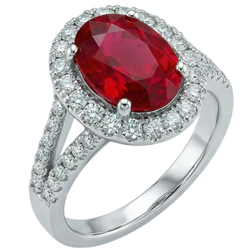 Red Oval Ruby IGI CERTIFIED With Accents Diamond Wedding Ring 6.75 Carats White Gold