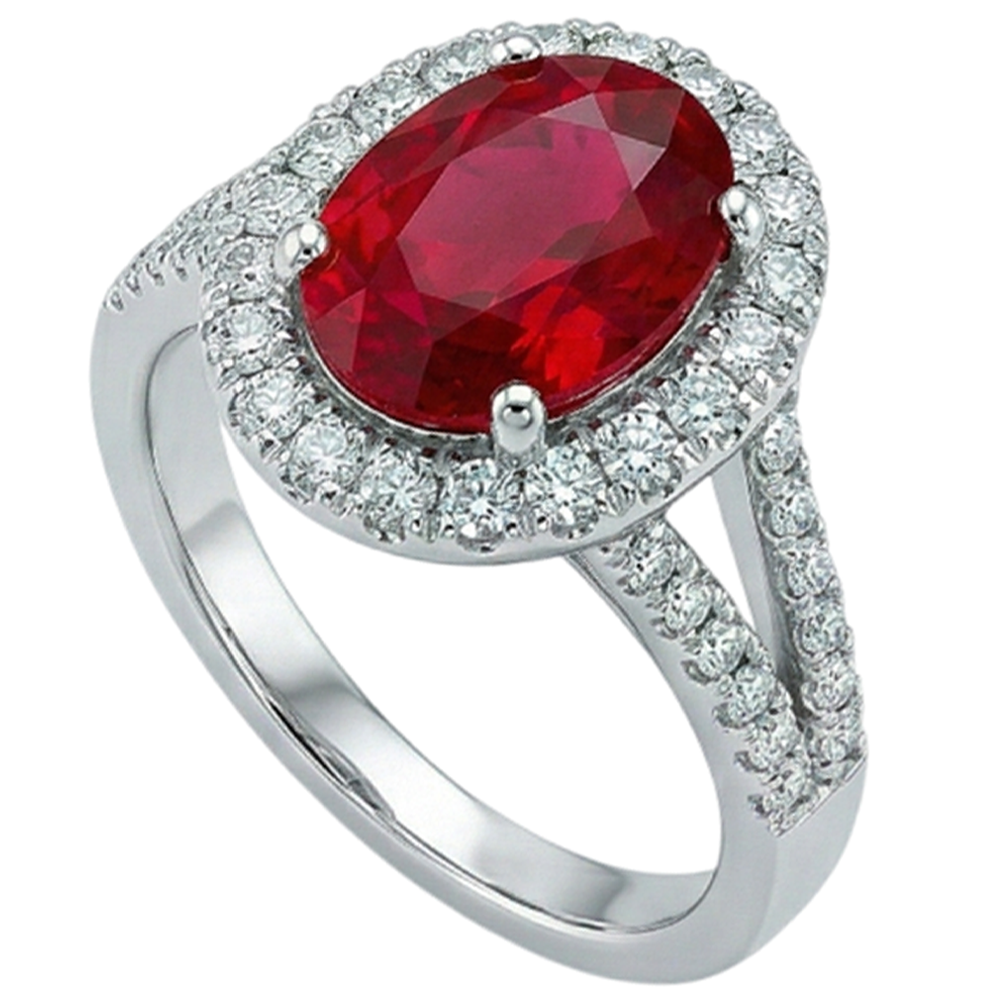 Red Oval Ruby IGI CERTIFIED With Accents Diamond Wedding Ring 6.75 Carats White Gold