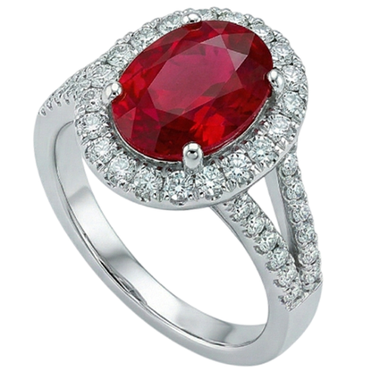Red Oval Ruby IGI CERTIFIED With Accents Diamond Wedding Ring 6.75 Carats White Gold