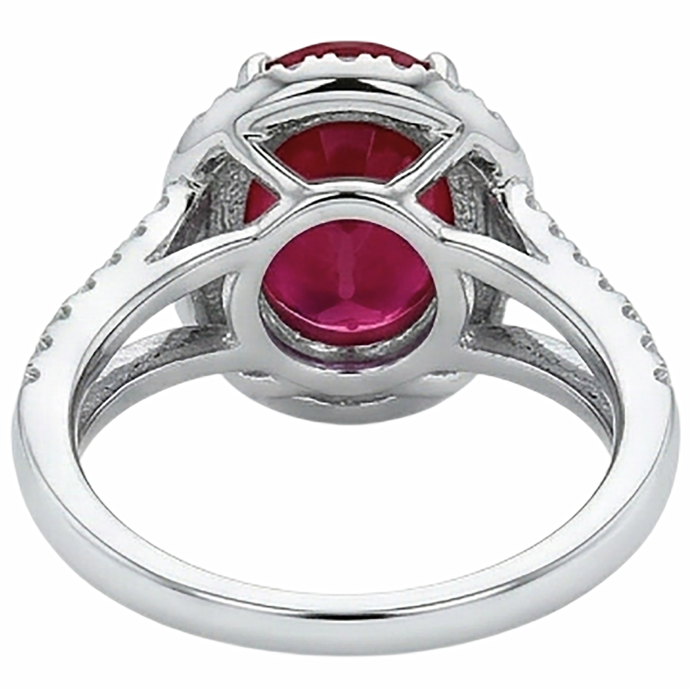 Red Oval Ruby IGI CERTIFIED With Accents Diamond Wedding Ring 6.75 Carats White Gold