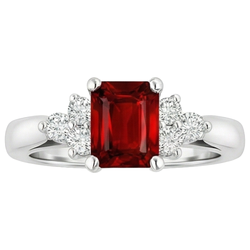 Red Ruby And Natural Earth Mined Diamonds 3.40 Carats Ring White Gold 14K