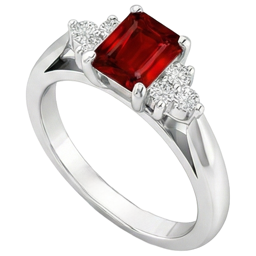 Red Ruby And Natural Earth Mined Diamonds 3.40 Carats Ring White Gold 14K