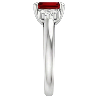 Red Ruby And Natural Earth Mined Diamonds 3.40 Carats Ring White Gold 14K
