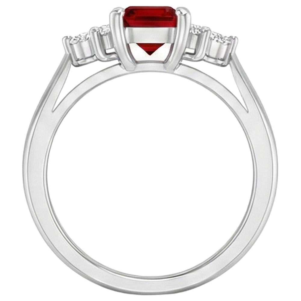 Red Ruby And Natural Earth Mined Diamonds 3.40 Carats Ring White Gold 14K