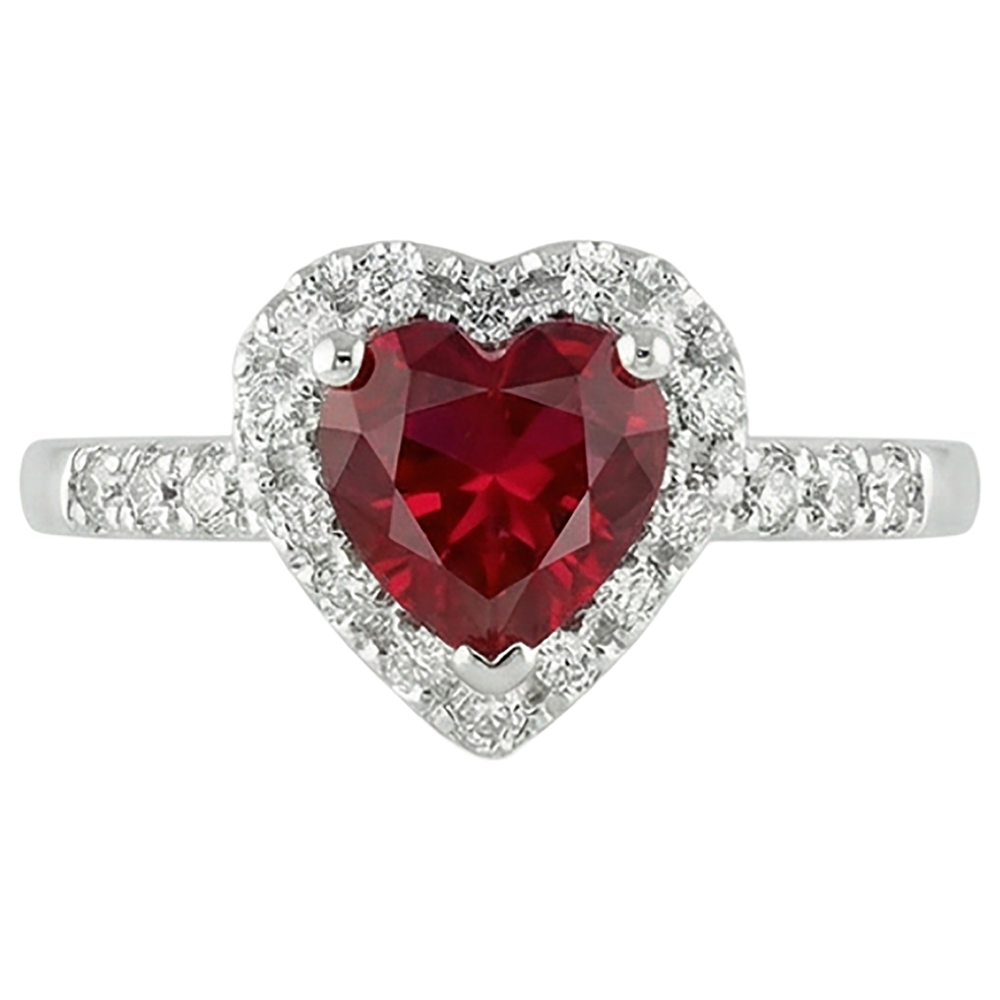 Red Ruby Gemstone With Natural Earth Mined Diamond Ring White Gold Jewelry 3.20 Carats