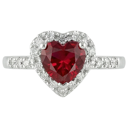 Red Ruby Gemstone With Natural Earth Mined Diamond Ring White Gold Jewelry 3.20 Carats