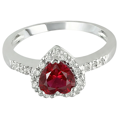 Red Ruby Gemstone With Natural Earth Mined Diamond Ring White Gold Jewelry 3.20 Carats