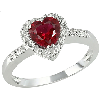 Red Ruby Gemstone With Natural Earth Mined Diamond Ring White Gold Jewelry 3.20 Carats