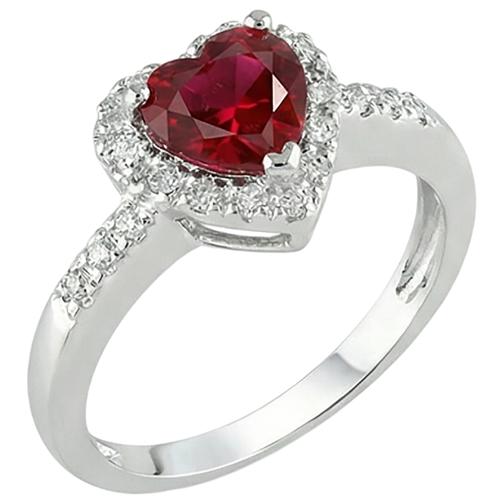 Red Ruby Gemstone With Natural Earth Mined Diamond Ring White Gold Jewelry 3.20 Carats