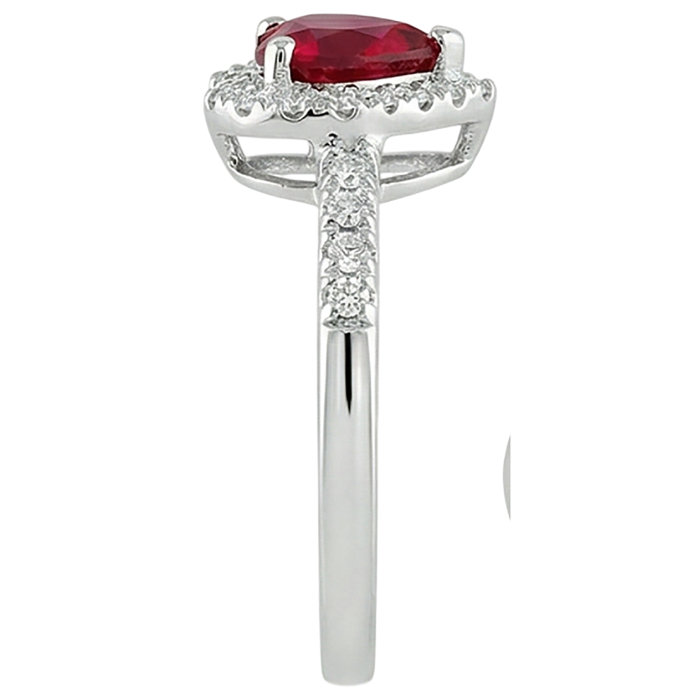 Red Ruby Gemstone With Natural Earth Mined Diamond Ring White Gold Jewelry 3.20 Carats