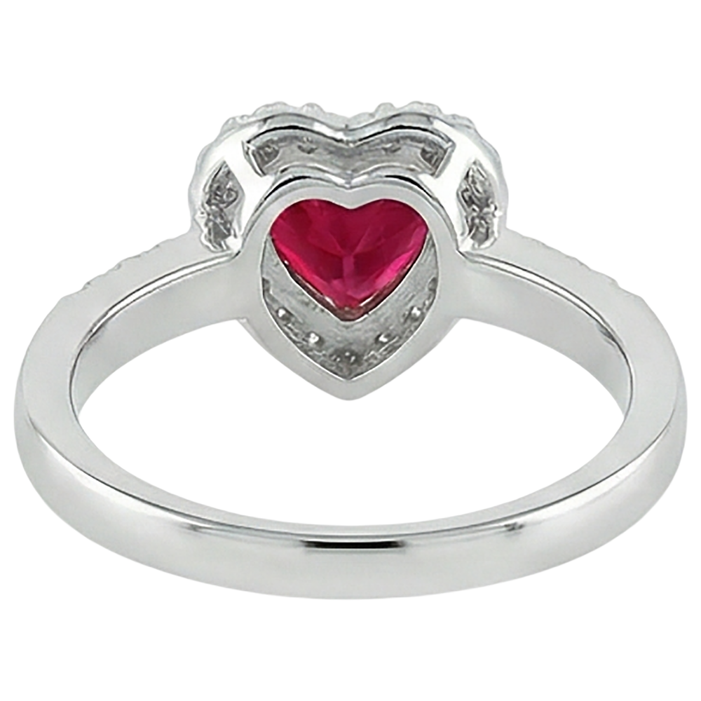 Red Ruby Gemstone With Natural Earth Mined Diamond Ring White Gold Jewelry 3.20 Carats