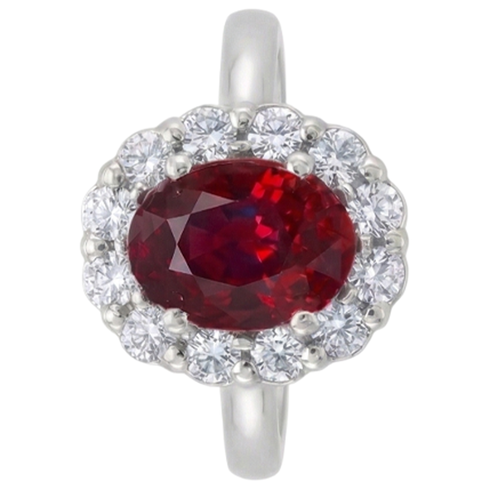 Red Ruby IGI CERTIFIED Halo Diamond Wedding Ring White Gold 14K 6.5 Ct