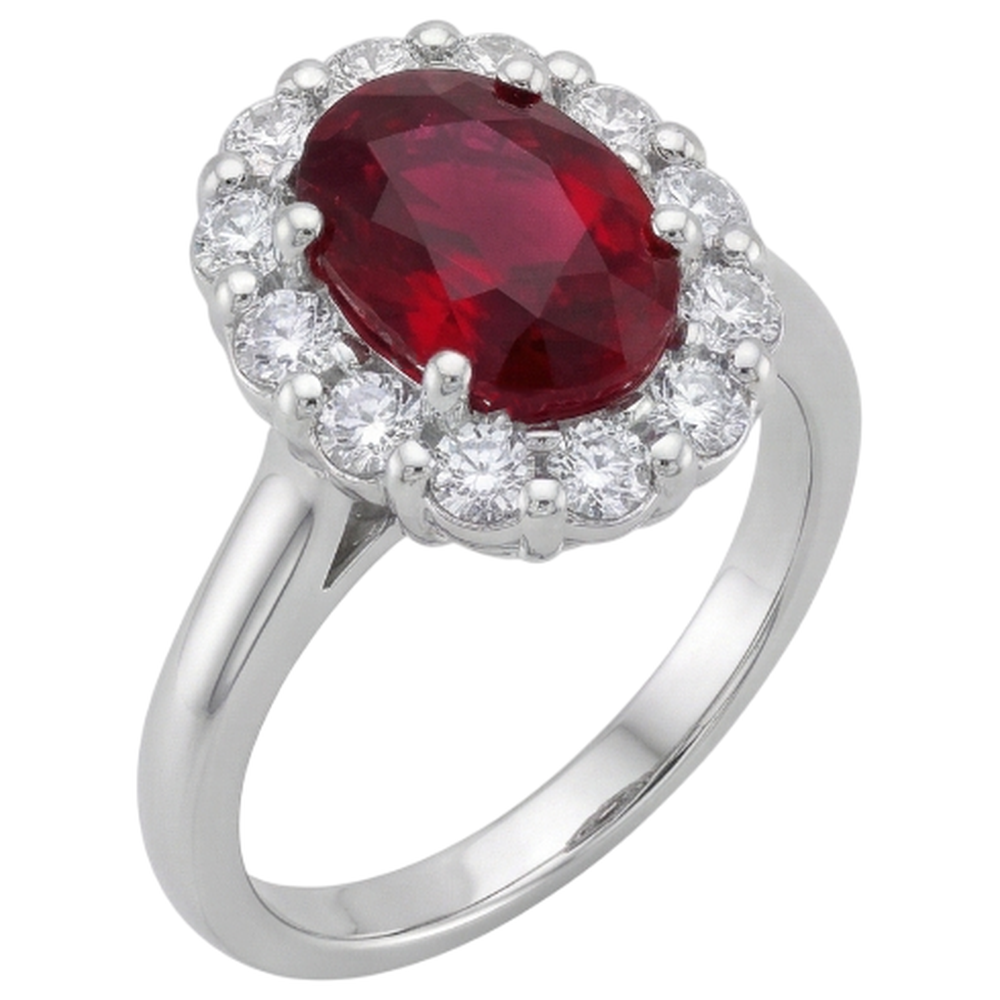 Red Ruby IGI CERTIFIED Halo Diamond Wedding Ring White Gold 14K 6.5 Ct
