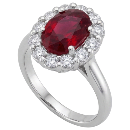 Red Ruby IGI CERTIFIED Halo Diamond Wedding Ring White Gold 14K 6.5 Ct