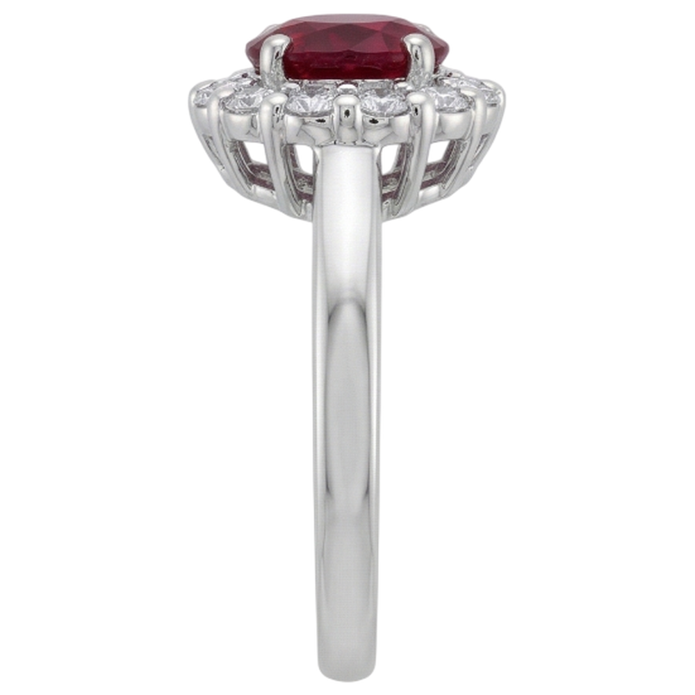Red Ruby IGI CERTIFIED Halo Diamond Wedding Ring White Gold 14K 6.5 Ct