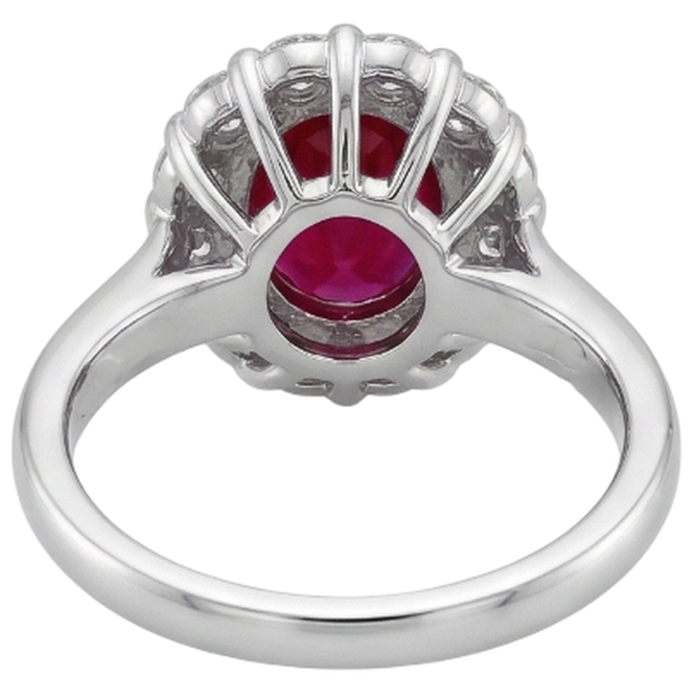 Red Ruby IGI CERTIFIED Halo Diamond Wedding Ring White Gold 14K 6.5 Ct