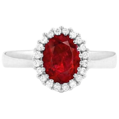 Red Ruby IGI CERTIFIED With Diamonds 5.75 Carats Ring White Gold 14K
