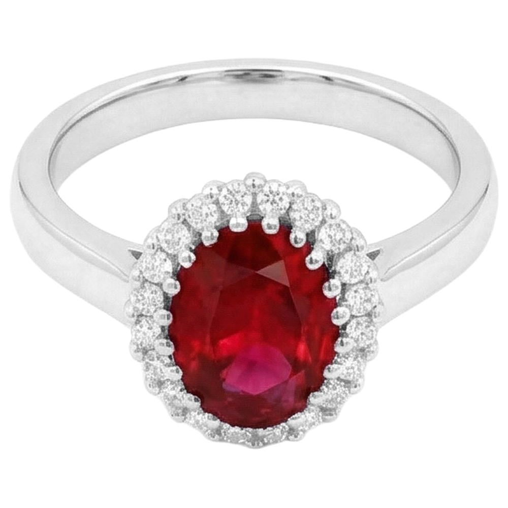 Red Ruby IGI CERTIFIED With Diamonds 5.75 Carats Ring White Gold 14K