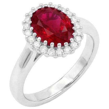 Red Ruby IGI CERTIFIED With Diamonds 5.75 Carats Ring White Gold 14K