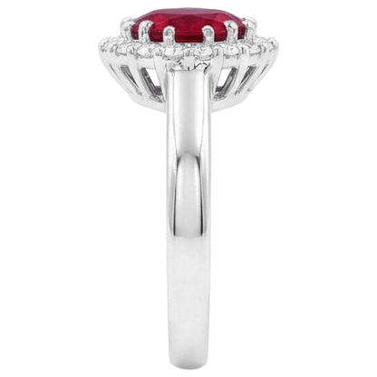 Red Ruby IGI CERTIFIED With Diamonds 5.75 Carats Ring White Gold 14K