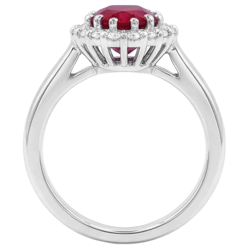 Red Ruby IGI CERTIFIED With Diamonds 5.75 Carats Ring White Gold 14K