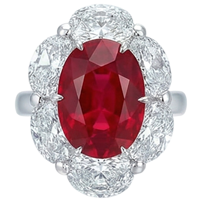 Red Ruby With Halo Natural Earth Mined Diamond Ring White Gold 14K 5.25 Ct Gemstone New