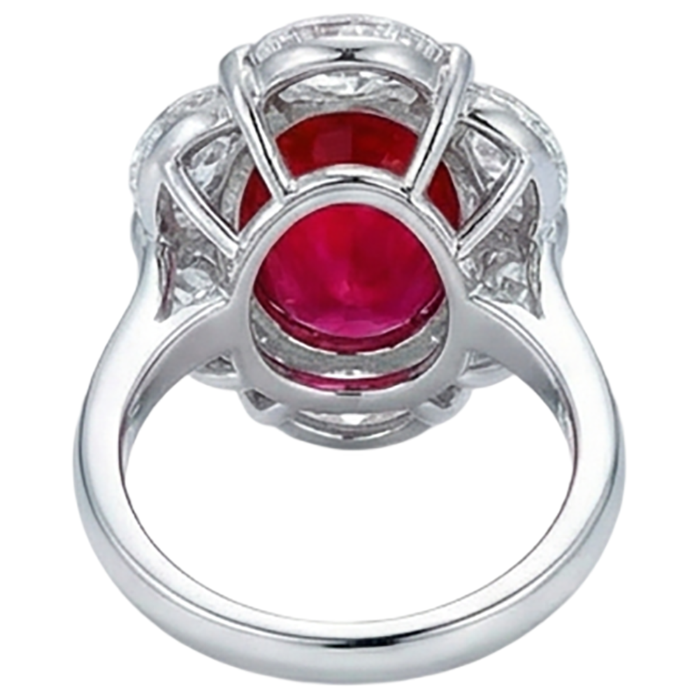 Red Ruby With Halo Natural Earth Mined Diamond Ring White Gold 14K 5.25 Ct Gemstone New