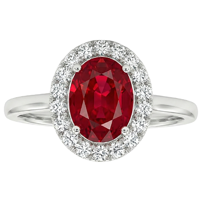 Red Ruby With Natural Earth Mined Diamonds 3.75 Ct Ring 14K Gold White New