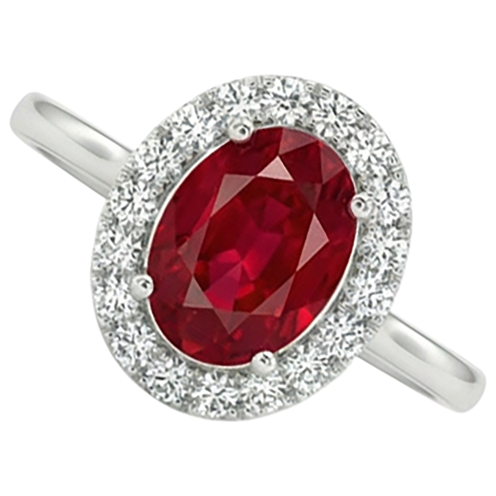 Red Ruby With Natural Earth Mined Diamonds 3.75 Ct Ring 14K Gold White New
