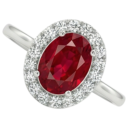 Red Ruby With Natural Earth Mined Diamonds 3.75 Ct Ring 14K Gold White New