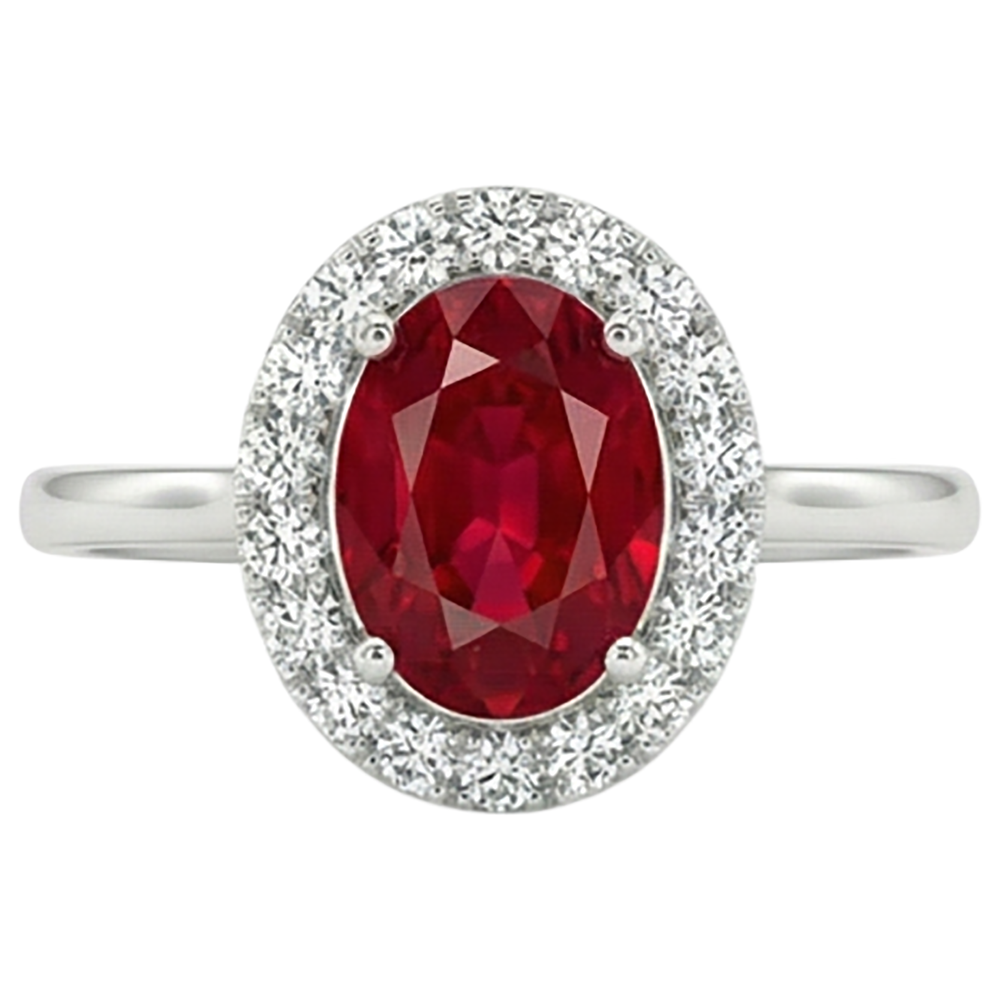 Red Ruby With Natural Earth Mined Diamonds 3.75 Ct Ring 14K Gold White New