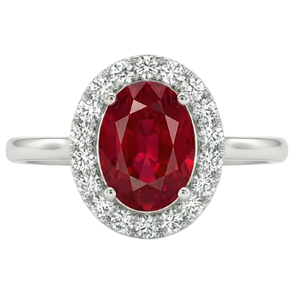 Red Ruby With Natural Earth Mined Diamonds 3.75 Ct Ring 14K Gold White New