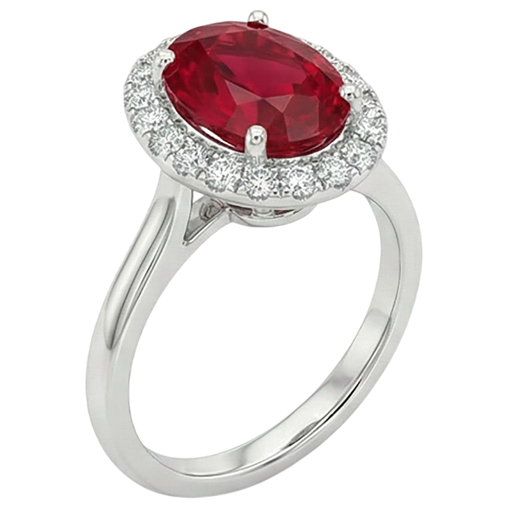 Red Ruby With Natural Earth Mined Diamonds 3.75 Ct Ring 14K Gold White New
