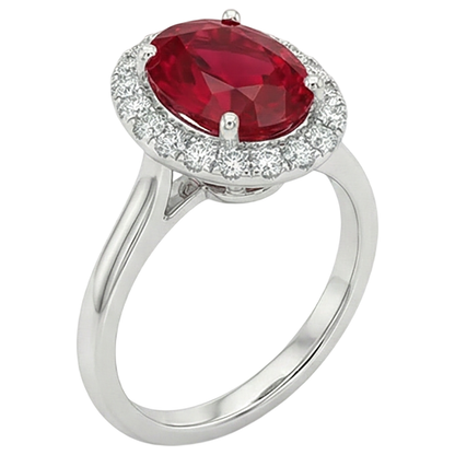Red Ruby With Natural Earth Mined Diamonds 3.75 Ct Ring 14K Gold White New