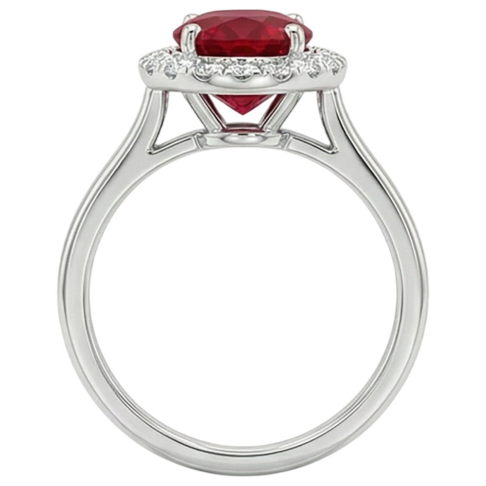 Red Ruby With Natural Earth Mined Diamonds 3.75 Ct Ring 14K Gold White New