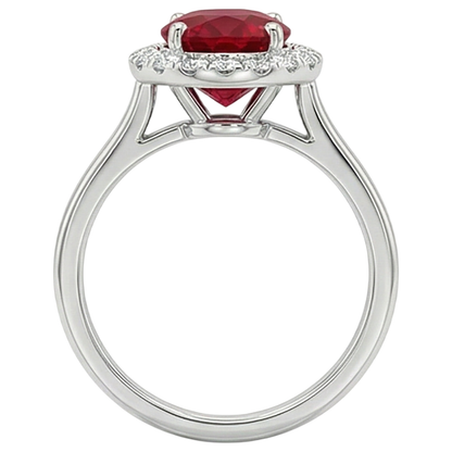 Red Ruby With Natural Earth Mined Diamonds 3.75 Ct Ring 14K Gold White New