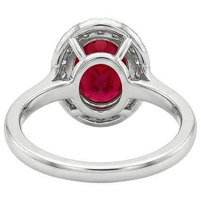 Red Ruby With Natural Earth Mined Diamonds 3.75 Ct Ring 14K Gold White New